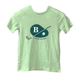 BROOKS BROTHERS NEW Boys Golf Graphic T-shirt Light Green 8Y Ribbed Crewneck